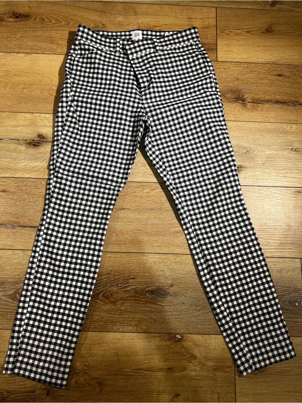 GAP Black & White Gingham Straight-Leg Pants